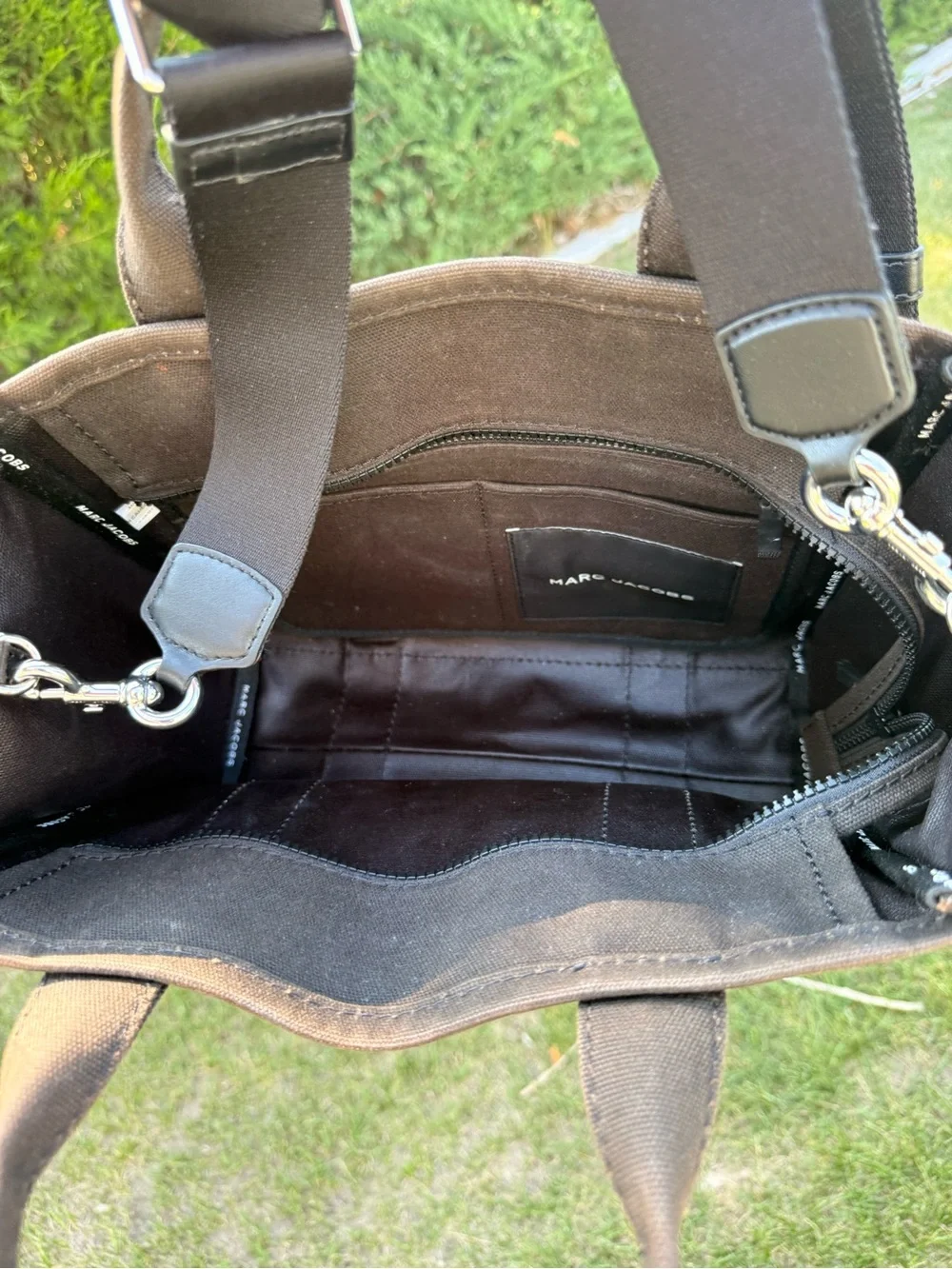 Marc Jacobs Black Canvas 'The Tote Bag' Detachable Strap Medium
